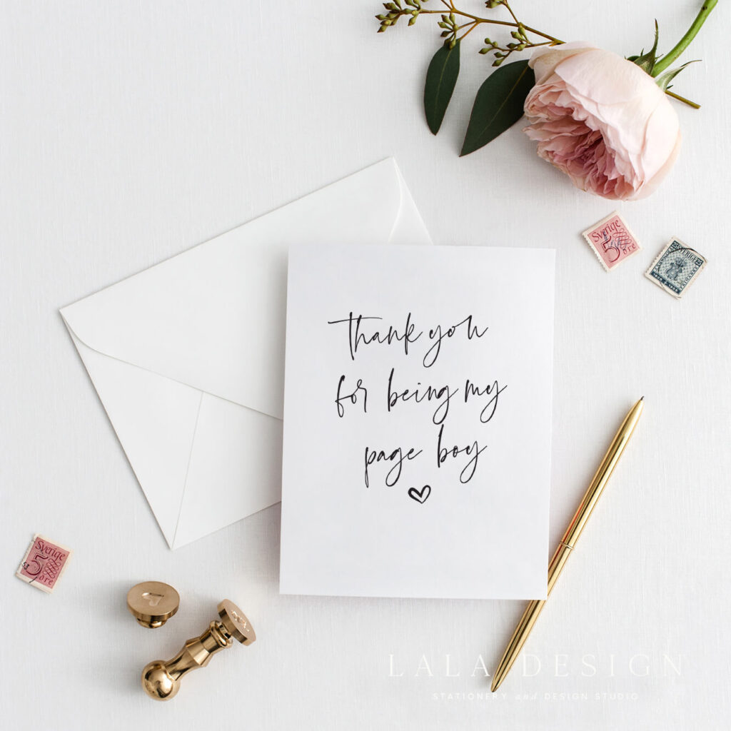 Thank you for being my page boy | Bridal party cards & attendant cards - Perth WA