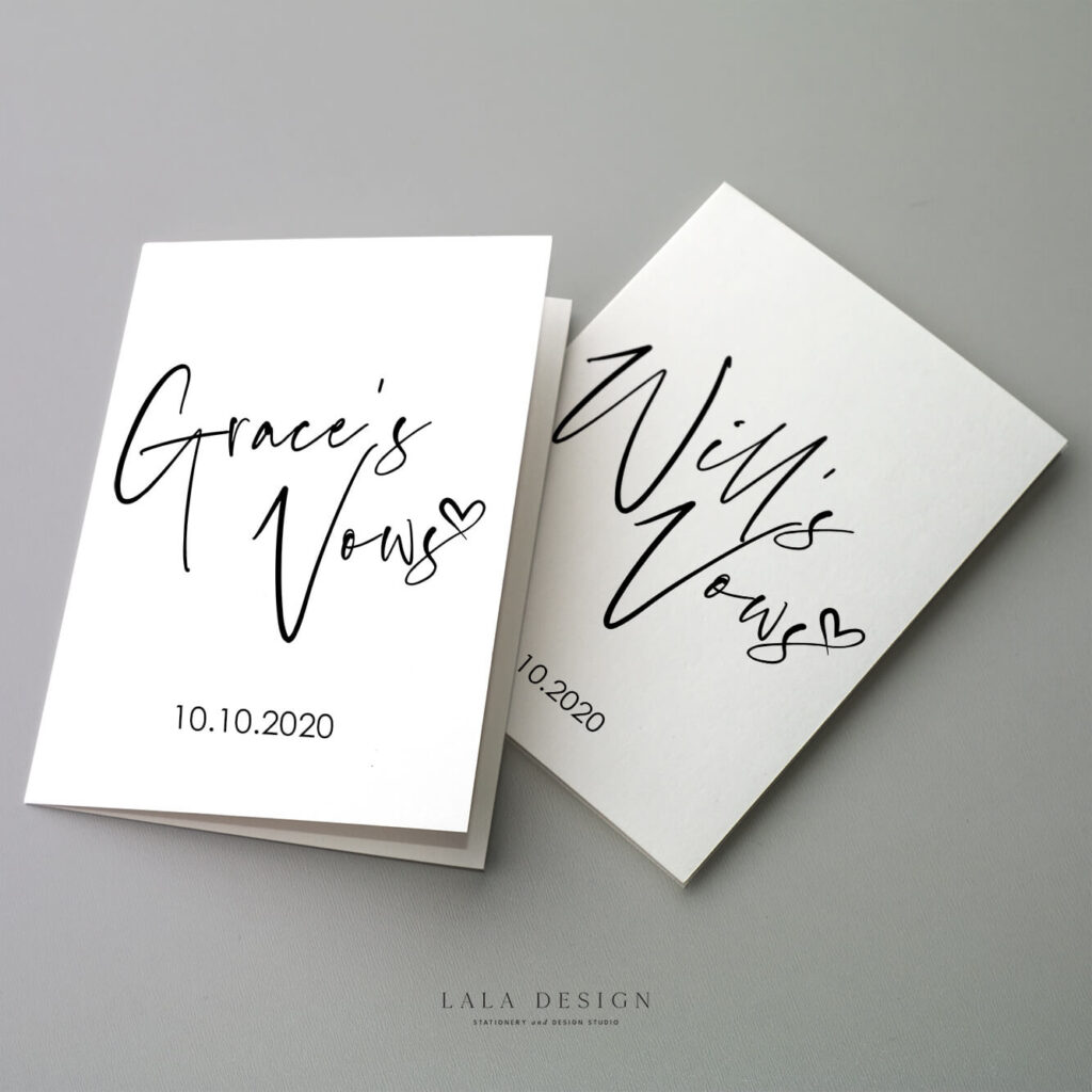 Personalised Vow Cards/Books - Set of 2 - Thorne LALA DESIGN PERTH