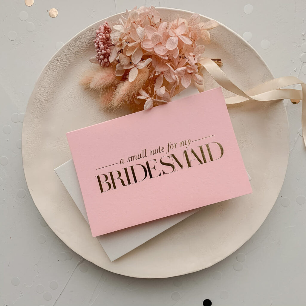 Bridal Party Card - A Note for my Bridesmaid | Lala Design Perth WA