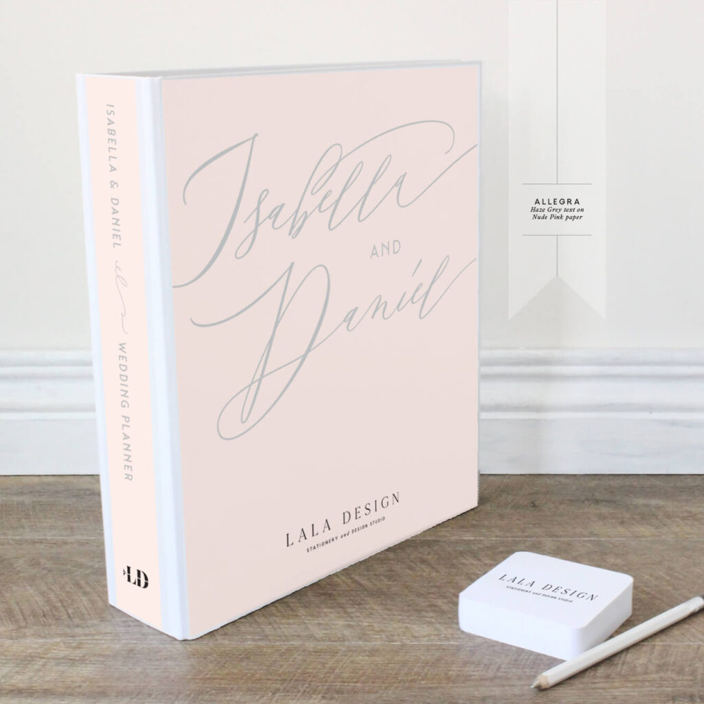 Allegra Wedding Planner | Lala Design Perth WA | Haze grey text on almond