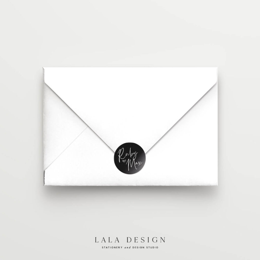 Thorne envelope sticker | Premium wedding stationery you can order now | Lala Design Perth WA