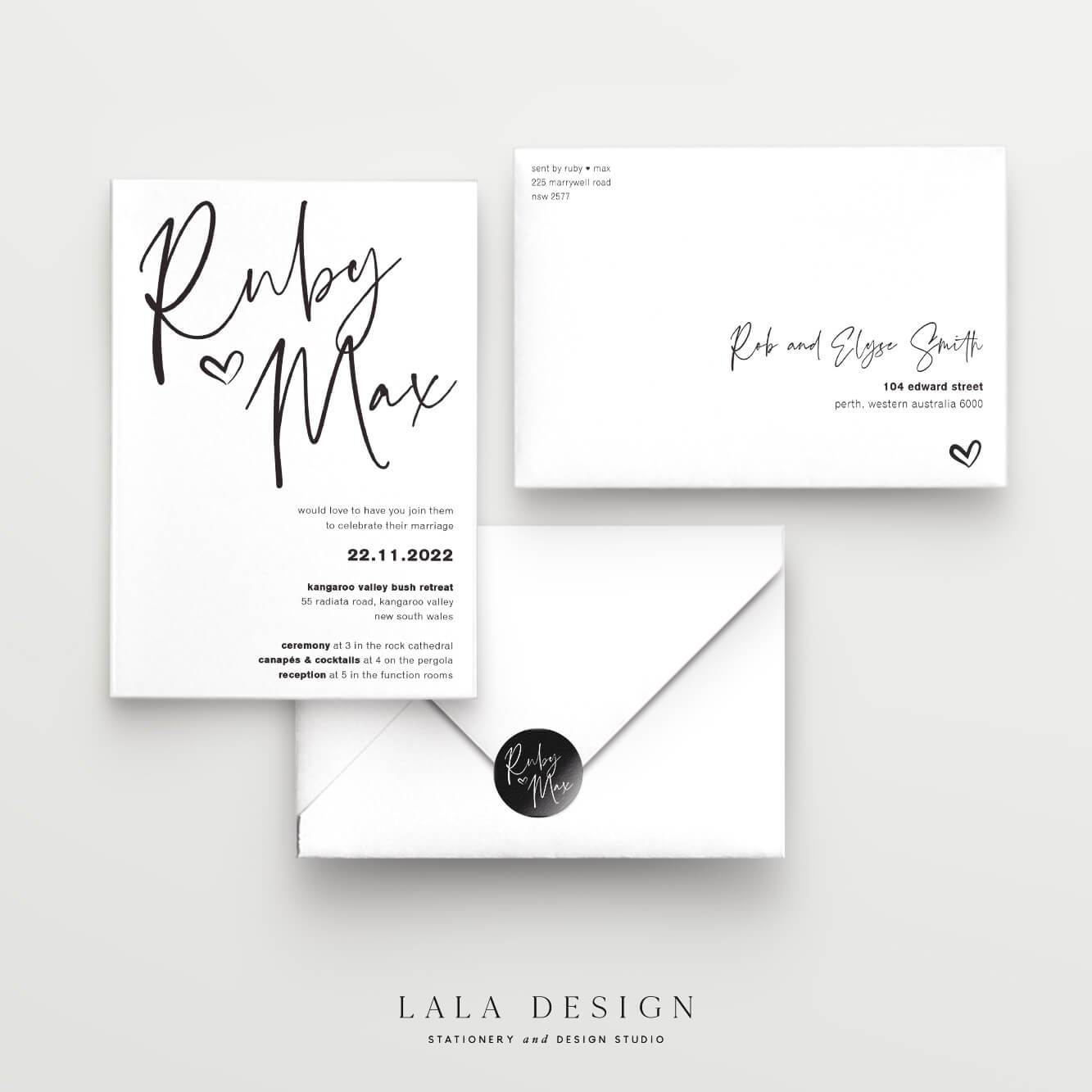 Thorne - Luxury wedding invitations you can buy now | Lala Design Perth WA