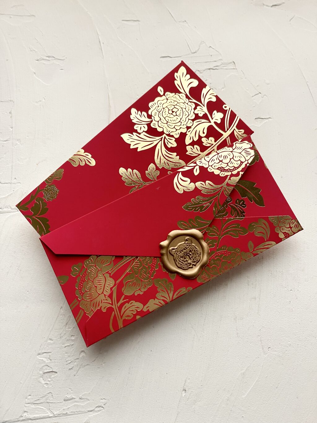 peony chinese red envelope, ang pow, ang bao
